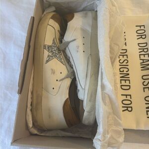 Golden Goose White Sneakers with Glitter Star